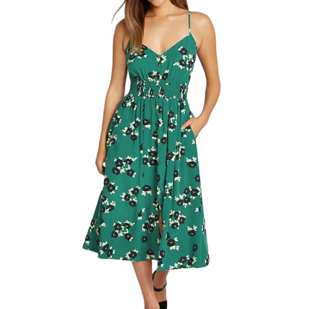 ModCloth Inspired Anytime Sleeveless Dress in green floral S